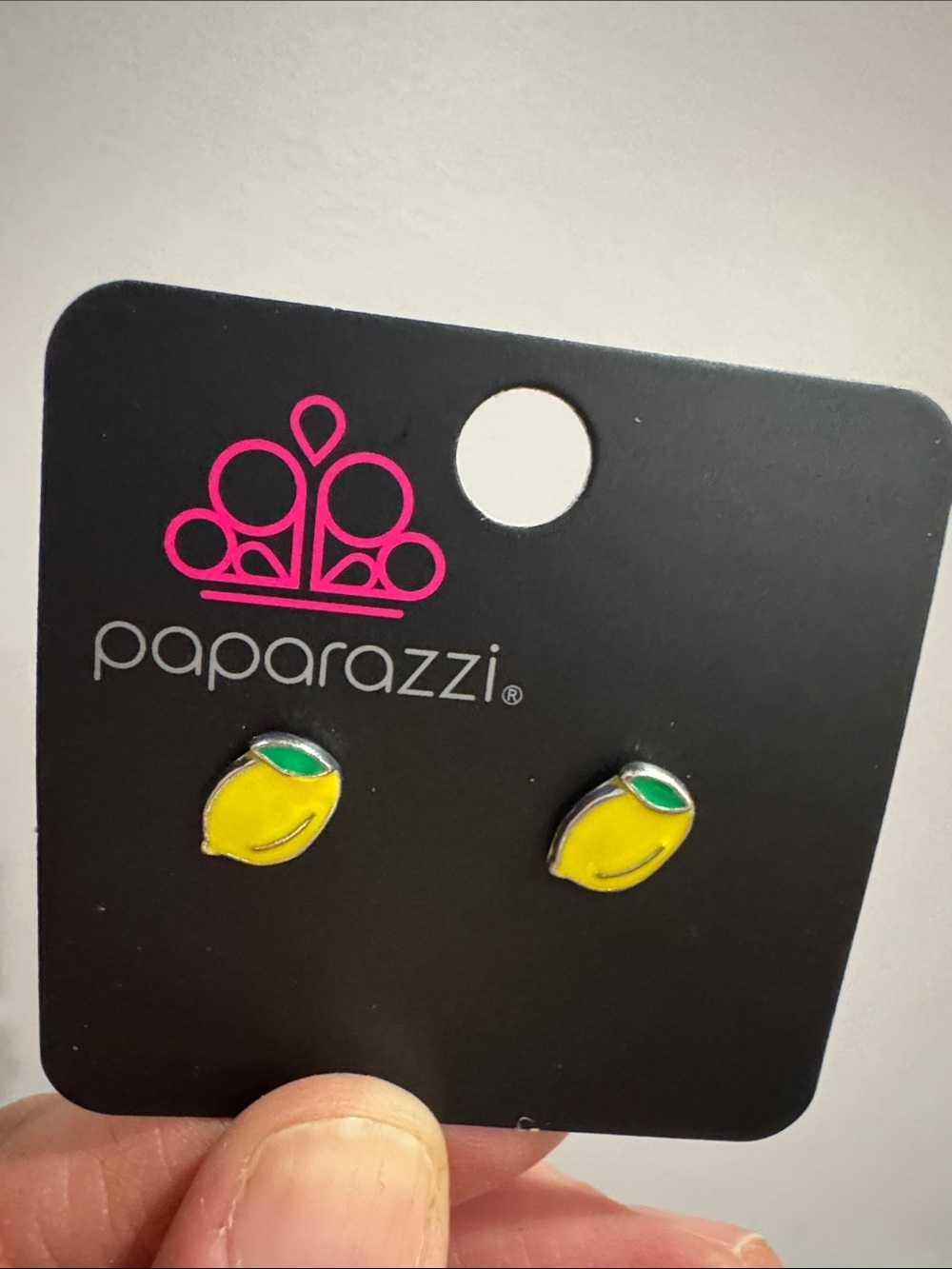 Paparazzi Yellow Lemon Stud Earrings with Green Leaf Accents